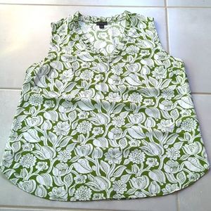 Green floral tank blouse